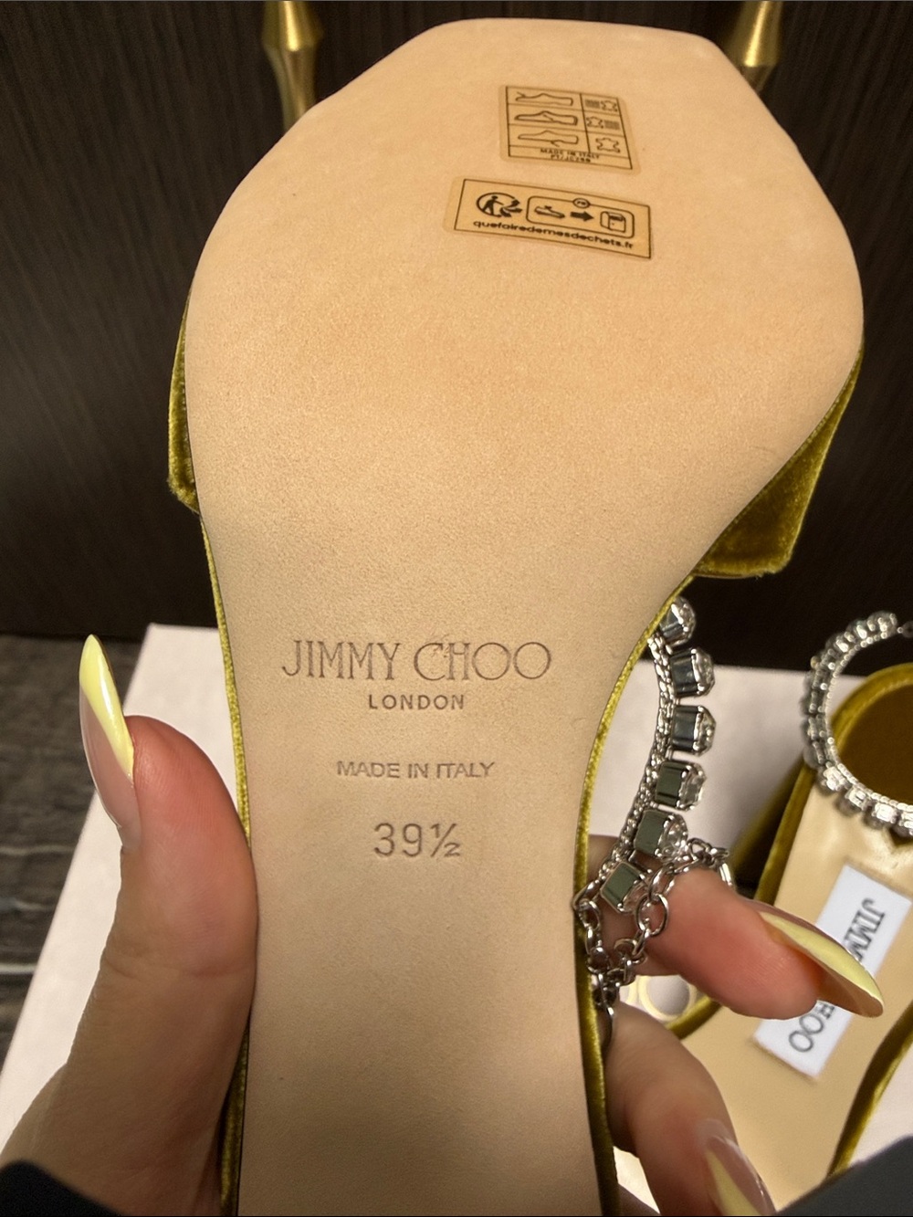 Jimmy Choo Olive Velvet Block Heel Saeda Embellished Sandals NEW - Picture 17 of 17